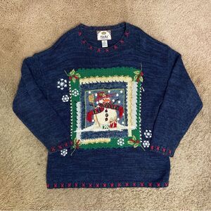 Vintage Tiara Int. Holiday “Snowman” Sweater size XL Christmas Novelty Cottage